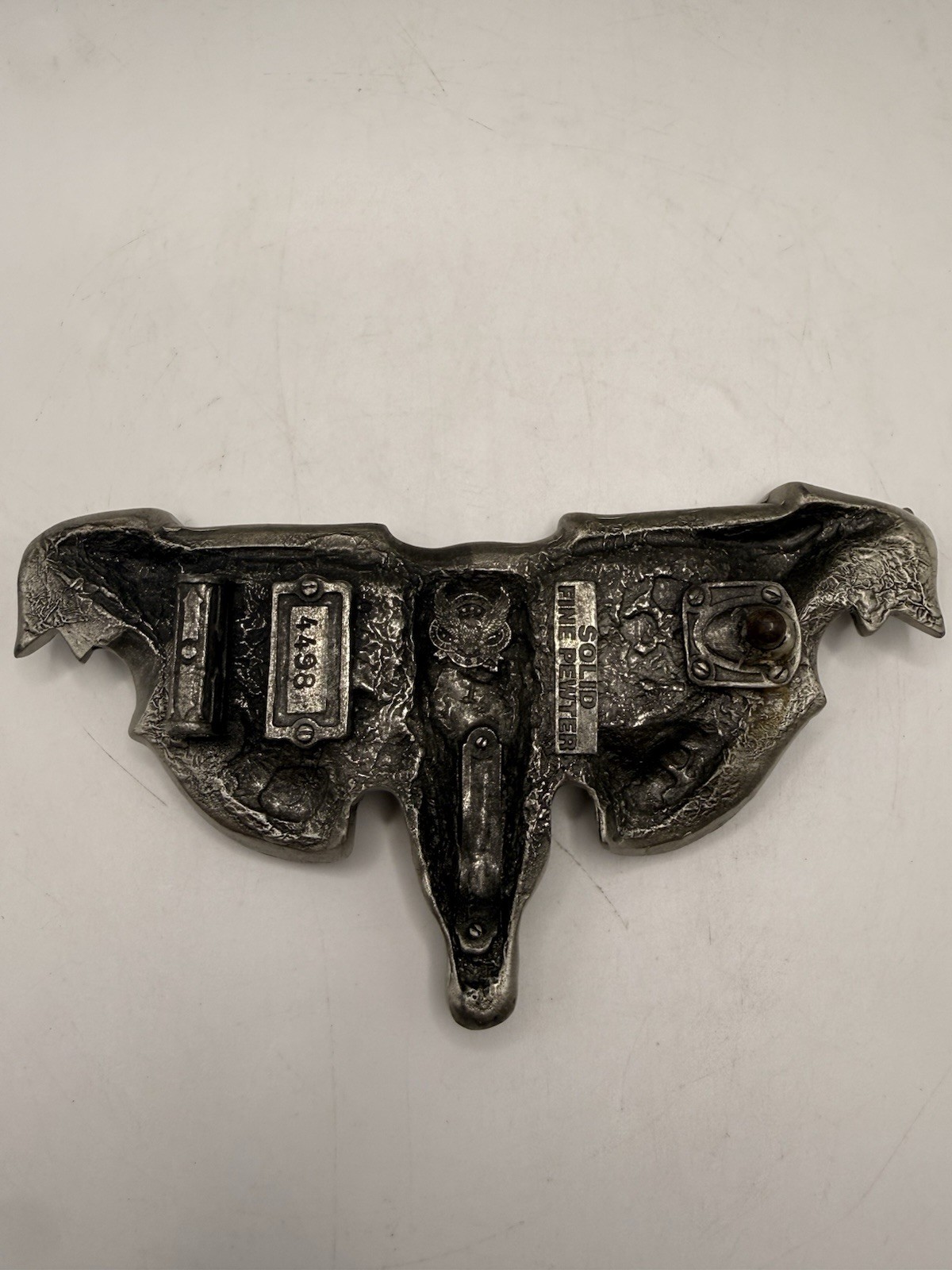 “Don’t Mess With Texas” Solid Fine Pewter Belt Buckle # 4498 Longhorn Skull