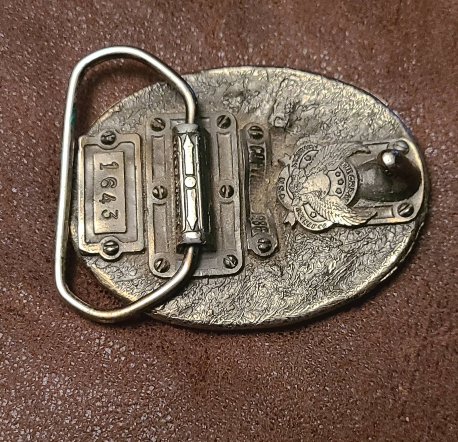 VINTAGE 1643 Brass Deer Buckle- THE GREAT AMERICAN BUCKLE CO- copyright 1986