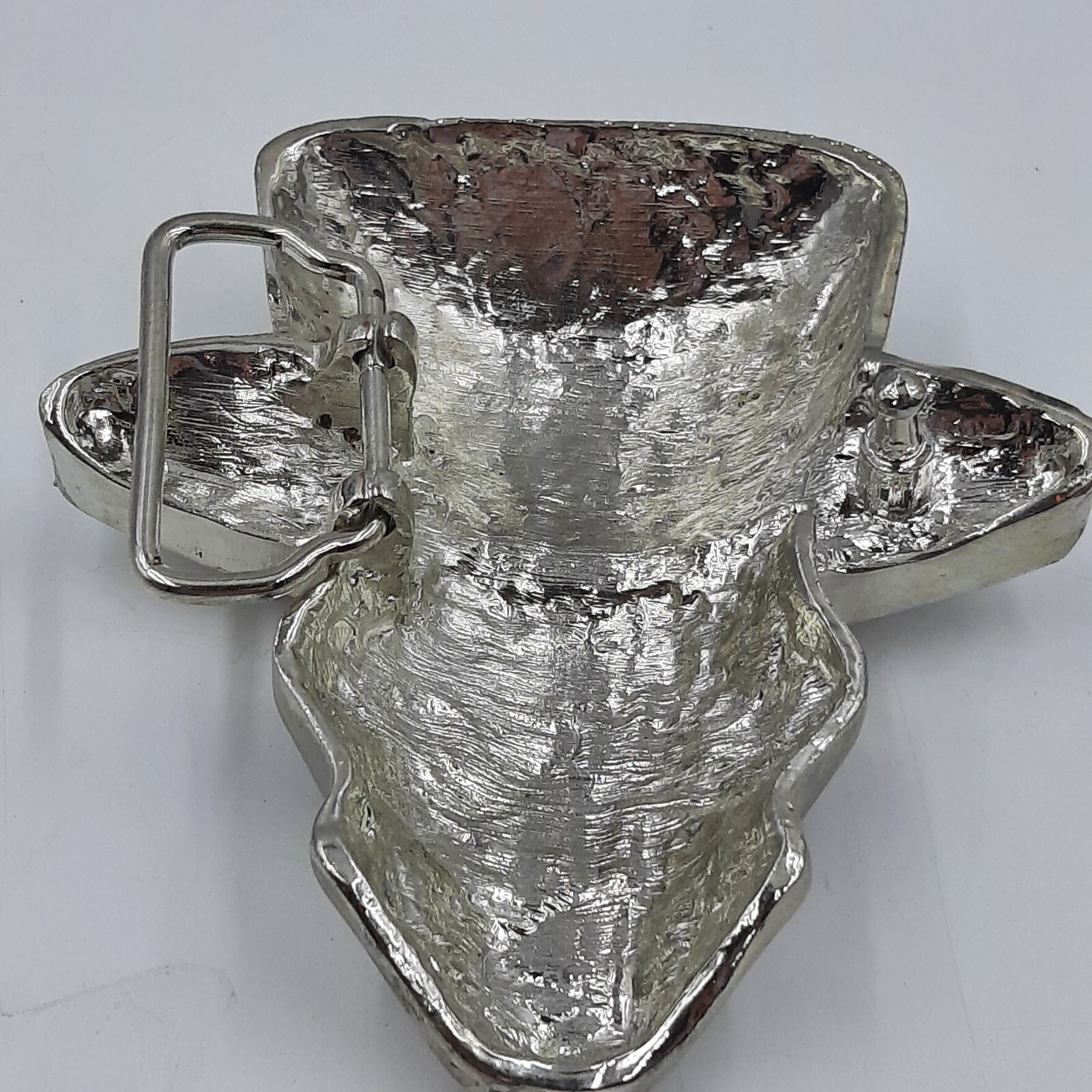 Fashion Skull Skeleton With Clear Rhinestone Hat Belt Buckle Silver Toned New