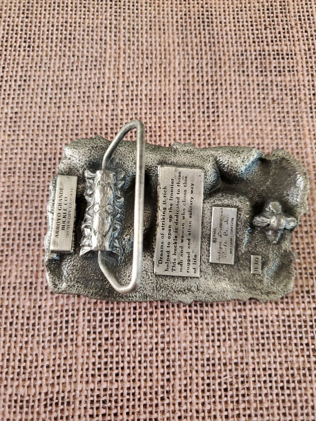 Vintage Siskiyou 1981 Gold Rush Belt Buckle; Arroyo Grande Buckle Co (RF1029)