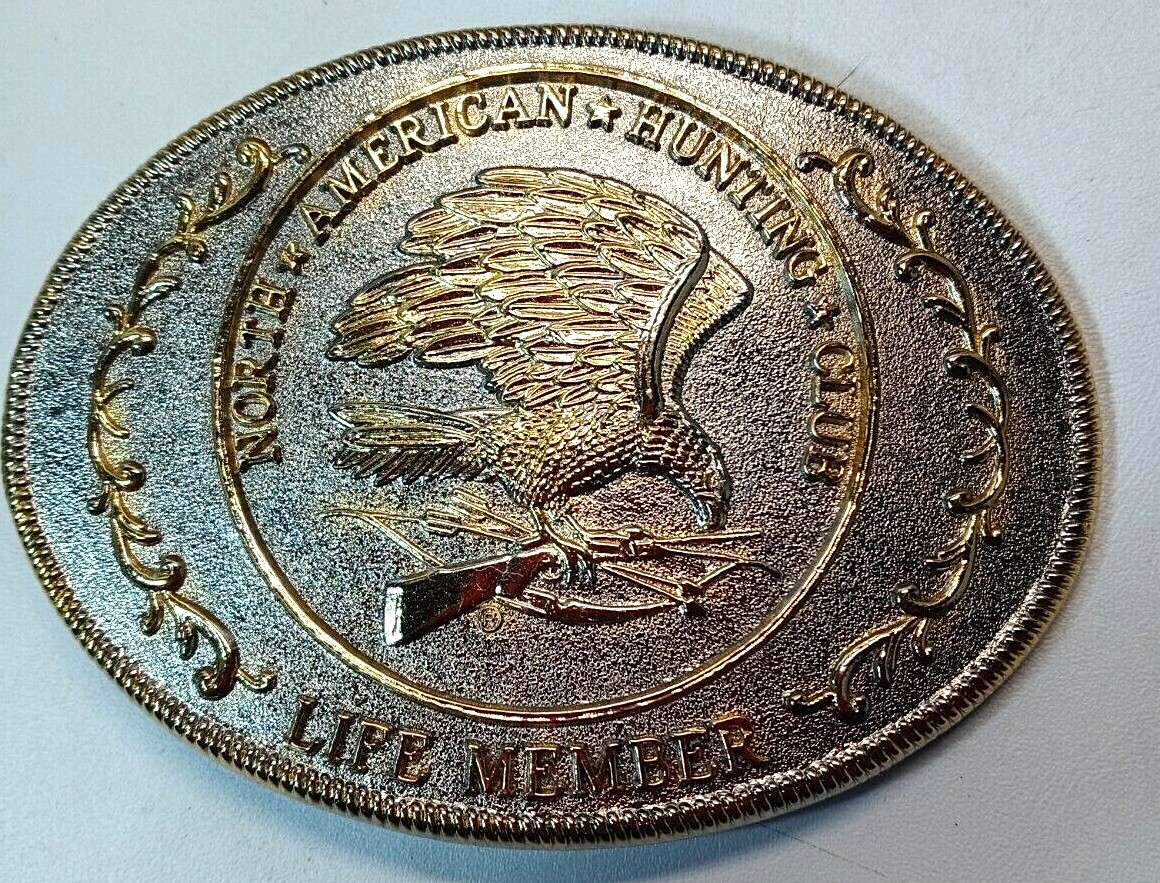 Vintage North American Hunting Club Life Member Belt Buckle Eagle