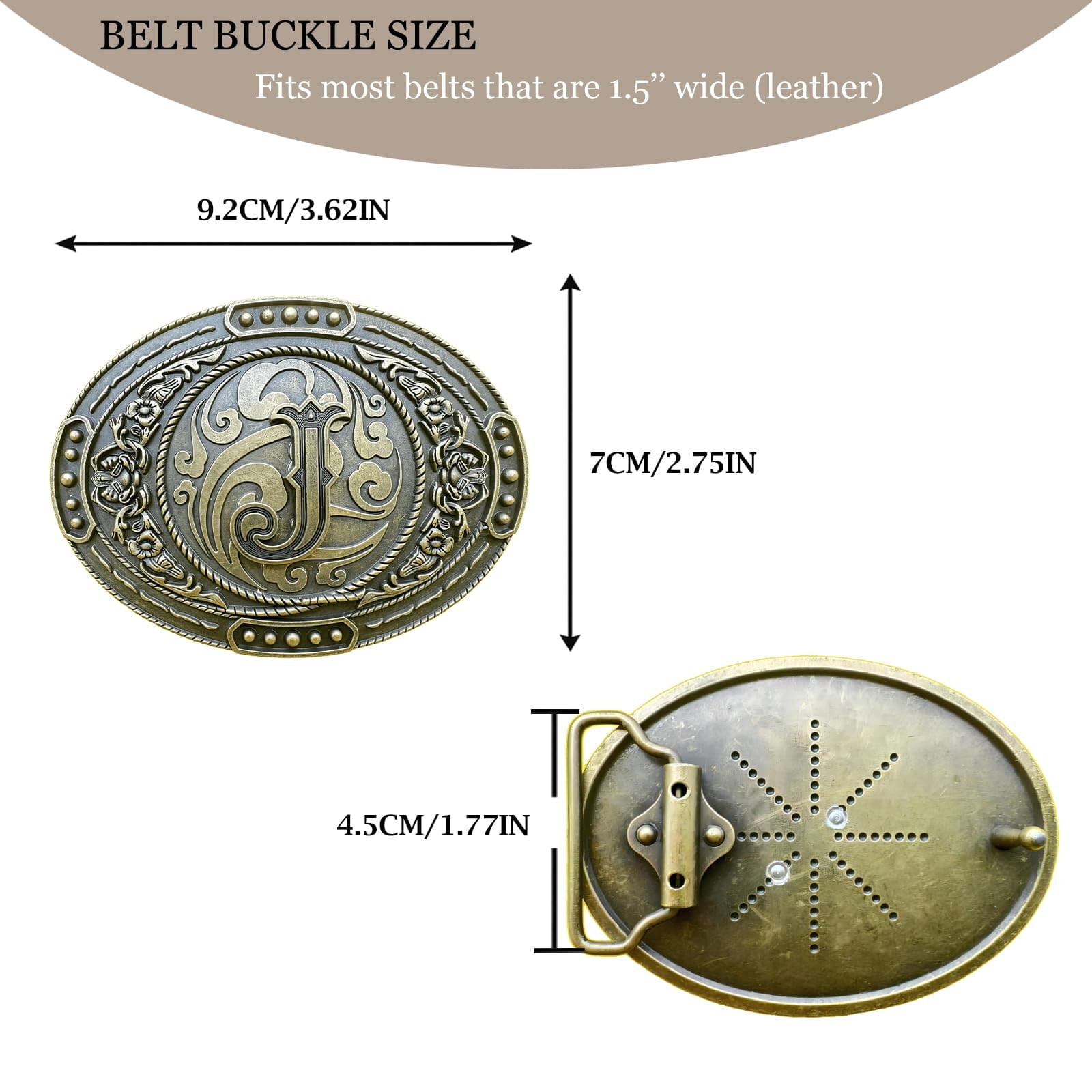 GRAERRY Western Belt Buckle for Men Women Initial Letters ABCDJMR Medium, J