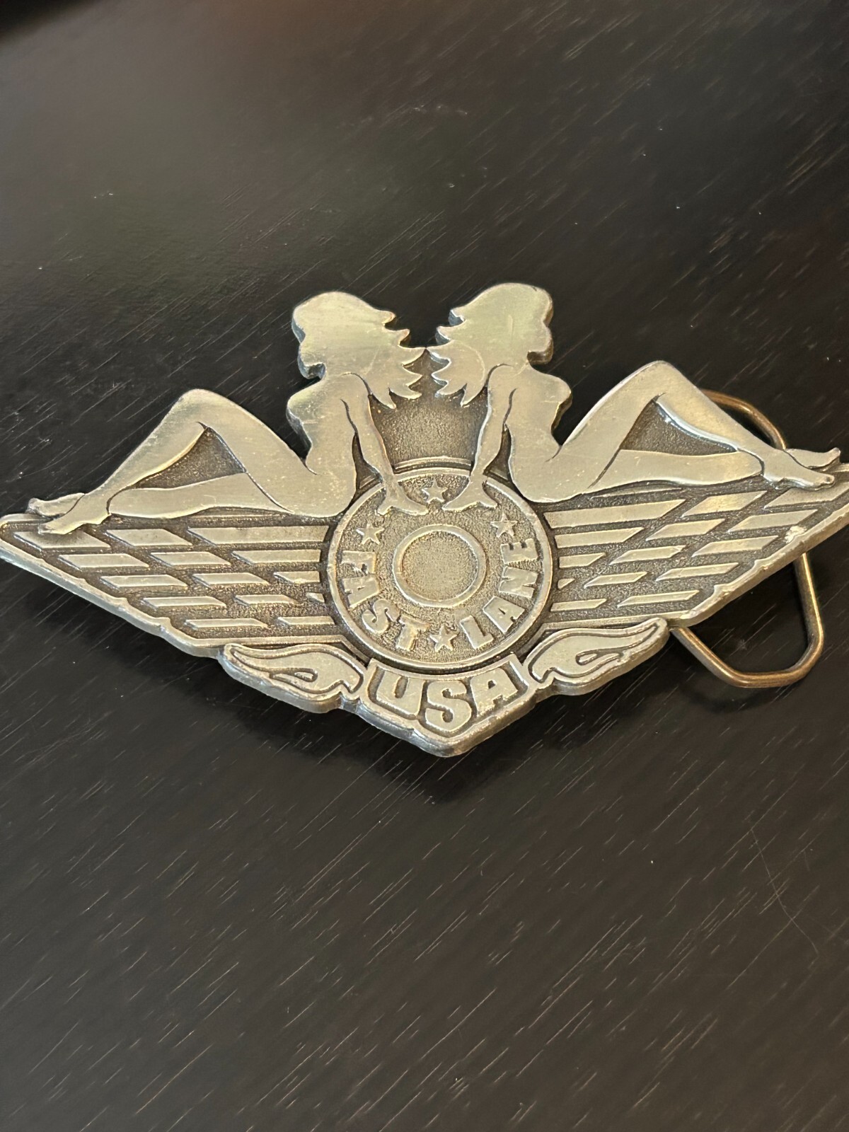 Vintage Collectible USA Fast Lane Pewter 2004 Belt Buckle