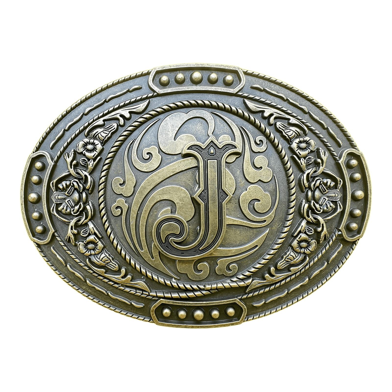 GRAERRY Western Belt Buckle for Men Women Initial Letters ABCDJMR Medium, J