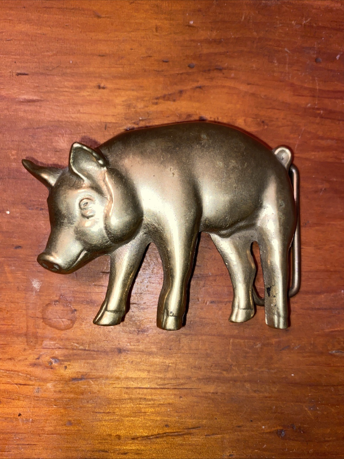 Vintage 1978 Baron Solid Brass Pig Belt Buckle