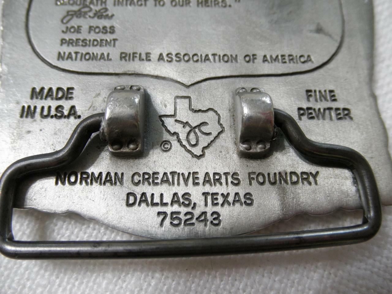 NRA National Rifle Association Pewter Belt Buckle, Collectors Series 1989