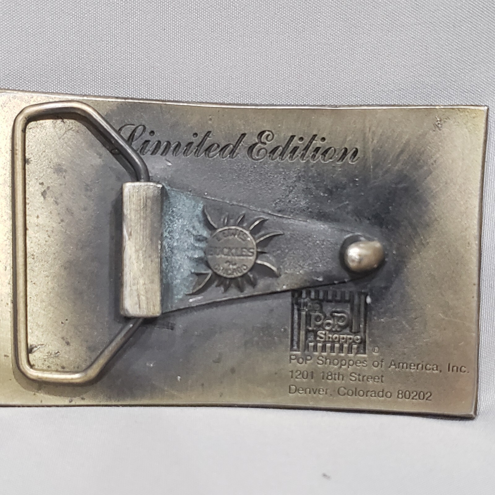 The Pop Shoppe America&rsquo;s Soft Drink Supermarket Belt Buckle Denver CO 1970s
