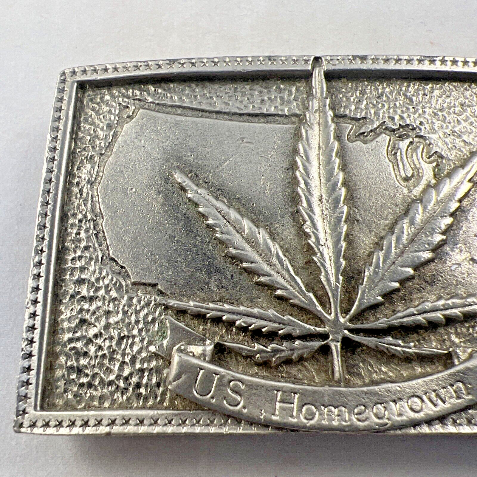 US Homegrown Silver Belt Buckle Square Outlaw Country Men Marijuana Hall of Fame