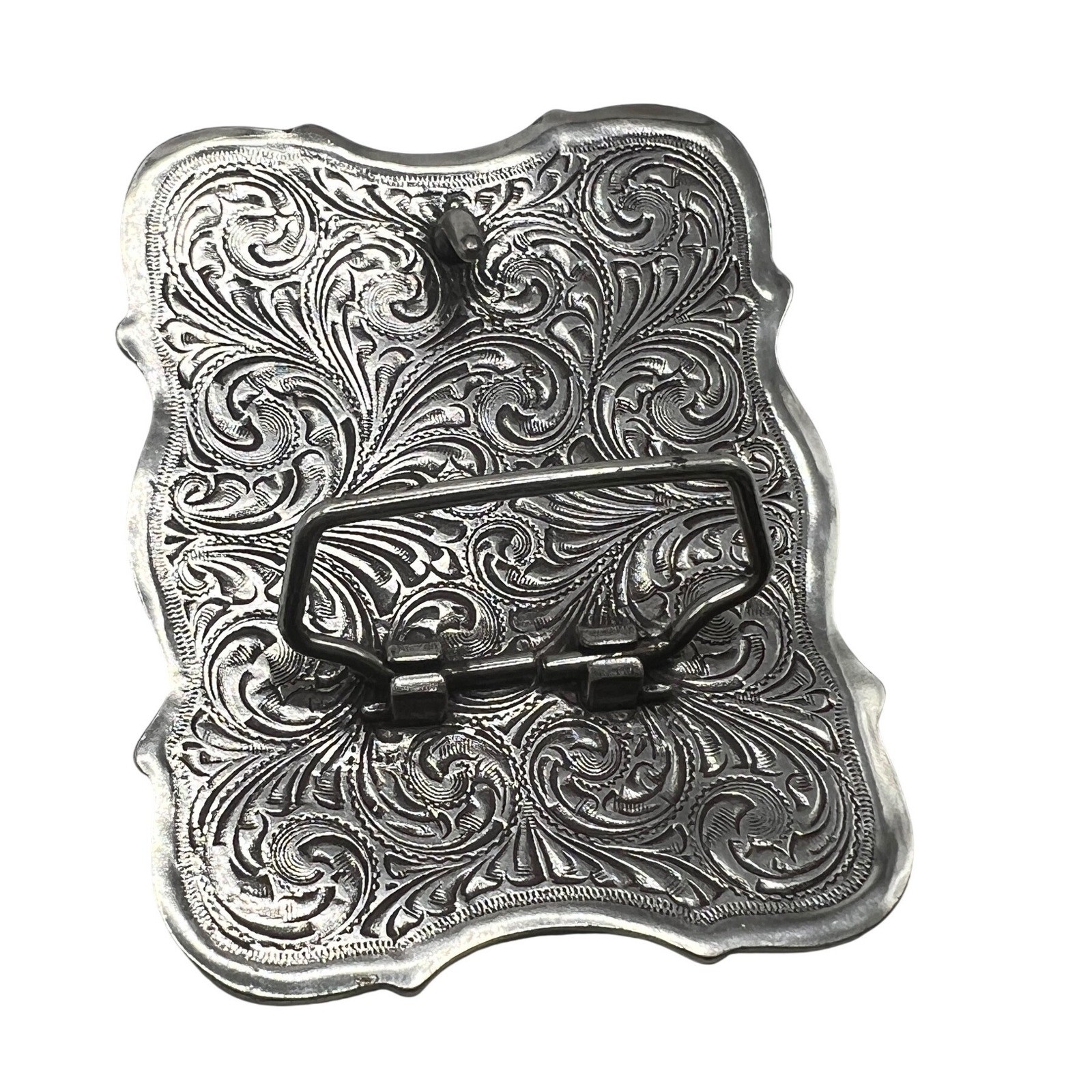 SILVER CROSS Filigree vintage metal belt buckle iconic faith religious