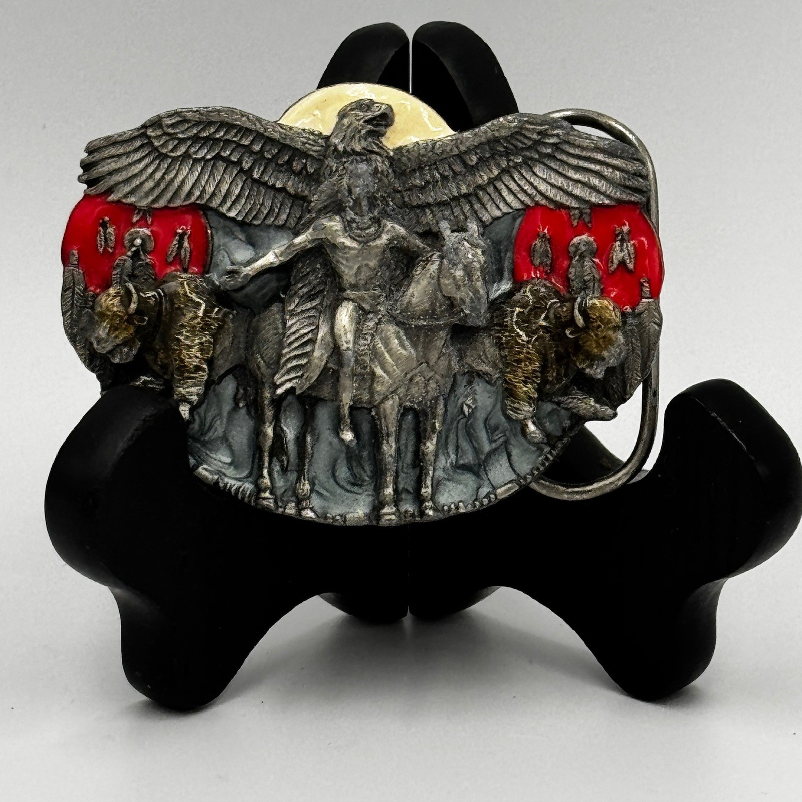 Siskiyou Buckle Co Native American Warrior Eagle Buffalo Belt Buckle USA Made