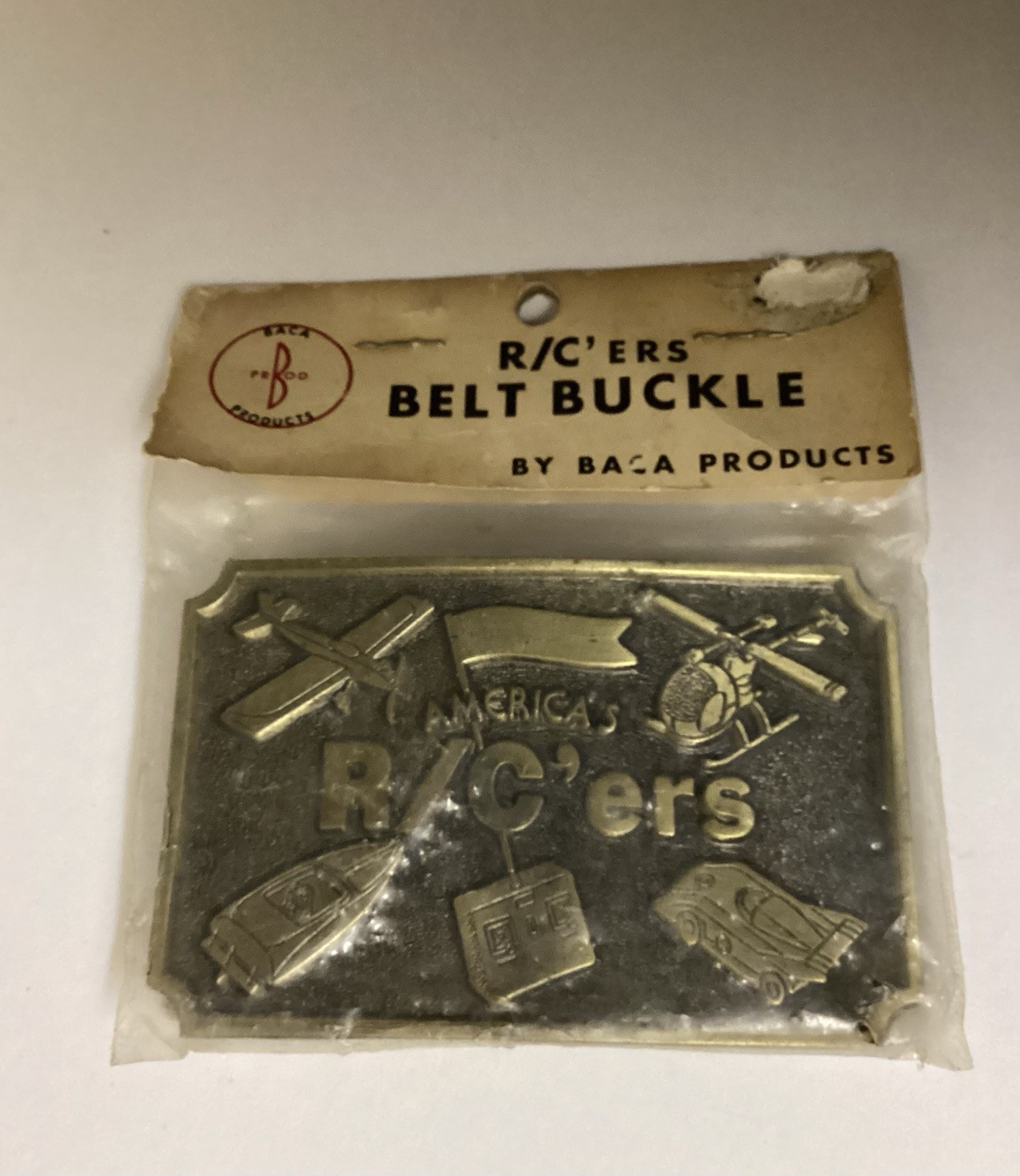 HOBBY American’s R/C’ers Belt Buckle Antique Bronze Vintage NIP