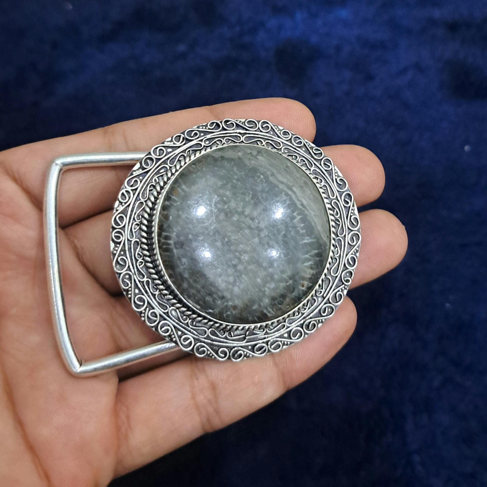 Petoskey Stone Belt Buckle Natural Fossil Coral Western Cowboy Belt Buckle