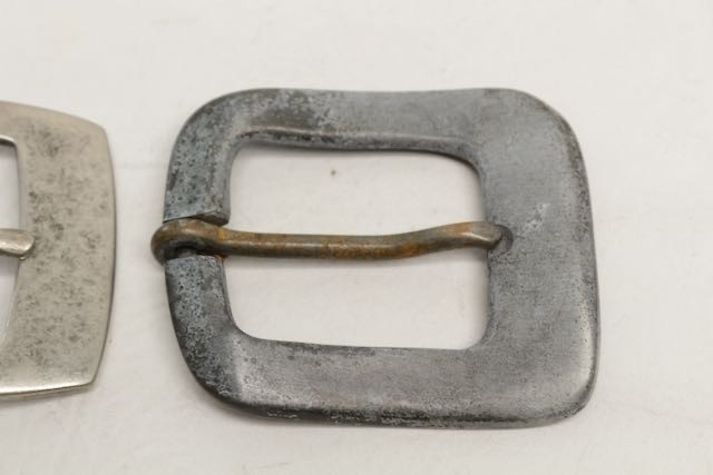 Lot of 9 Assorted Belt Buckles 1.5” Silvertone Brass Studded Removable Crafter