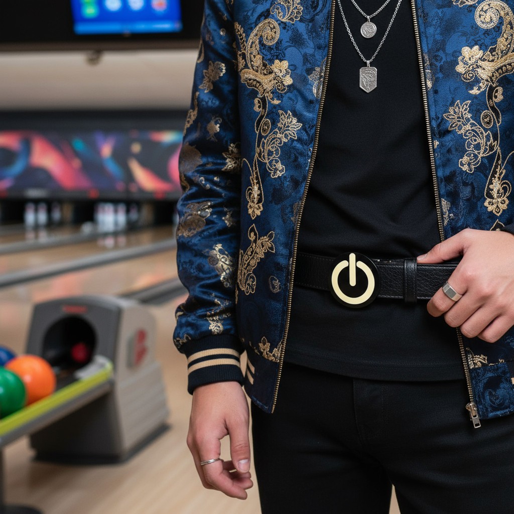 Men Women Teen Fashion Belt Buckle Emoji Retro Black Metal Power Button On Off