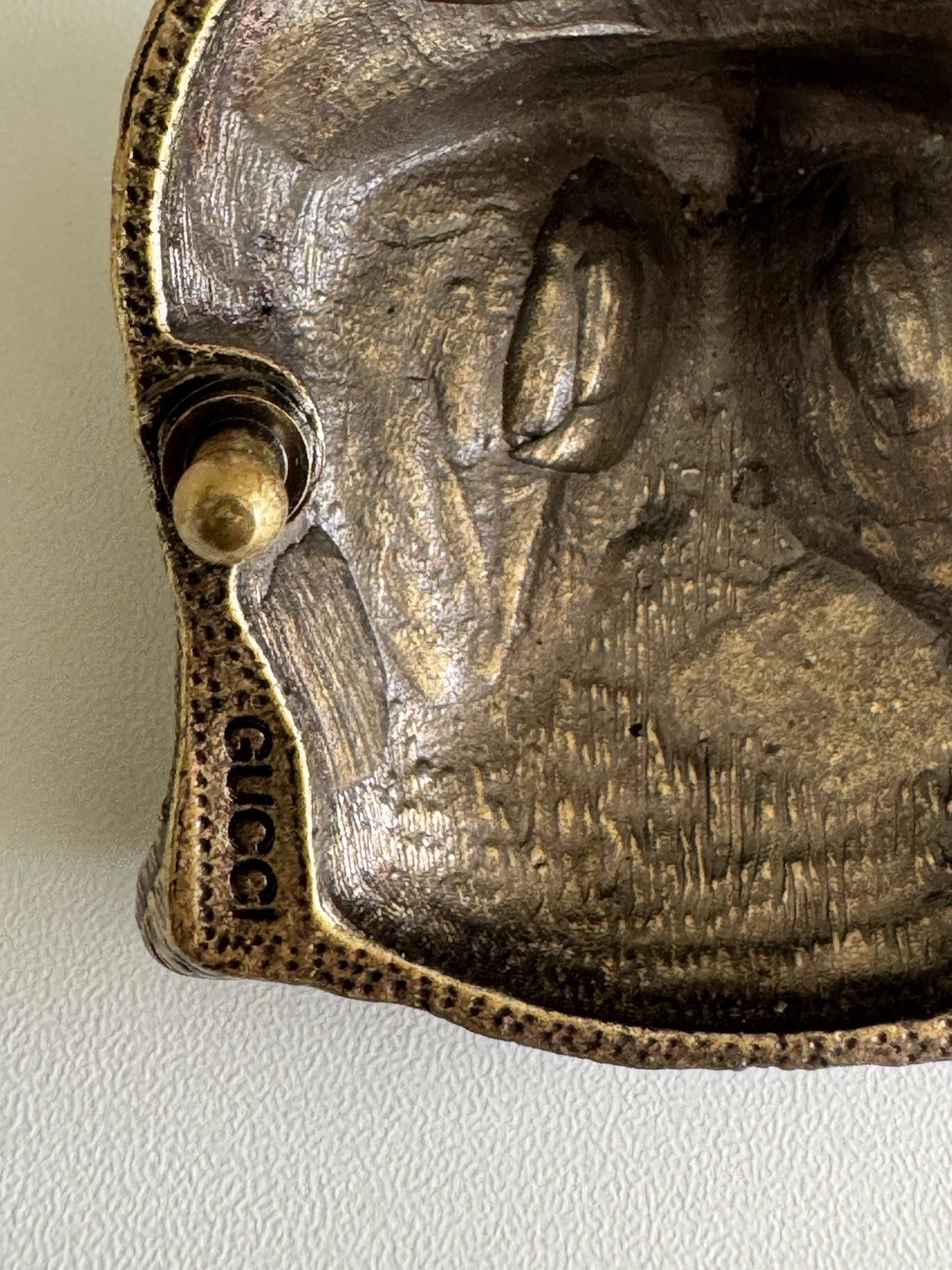 Gucci Animal Head Metal Belt Buckle Gold/Bronze Tone Western Fits 1.5 in