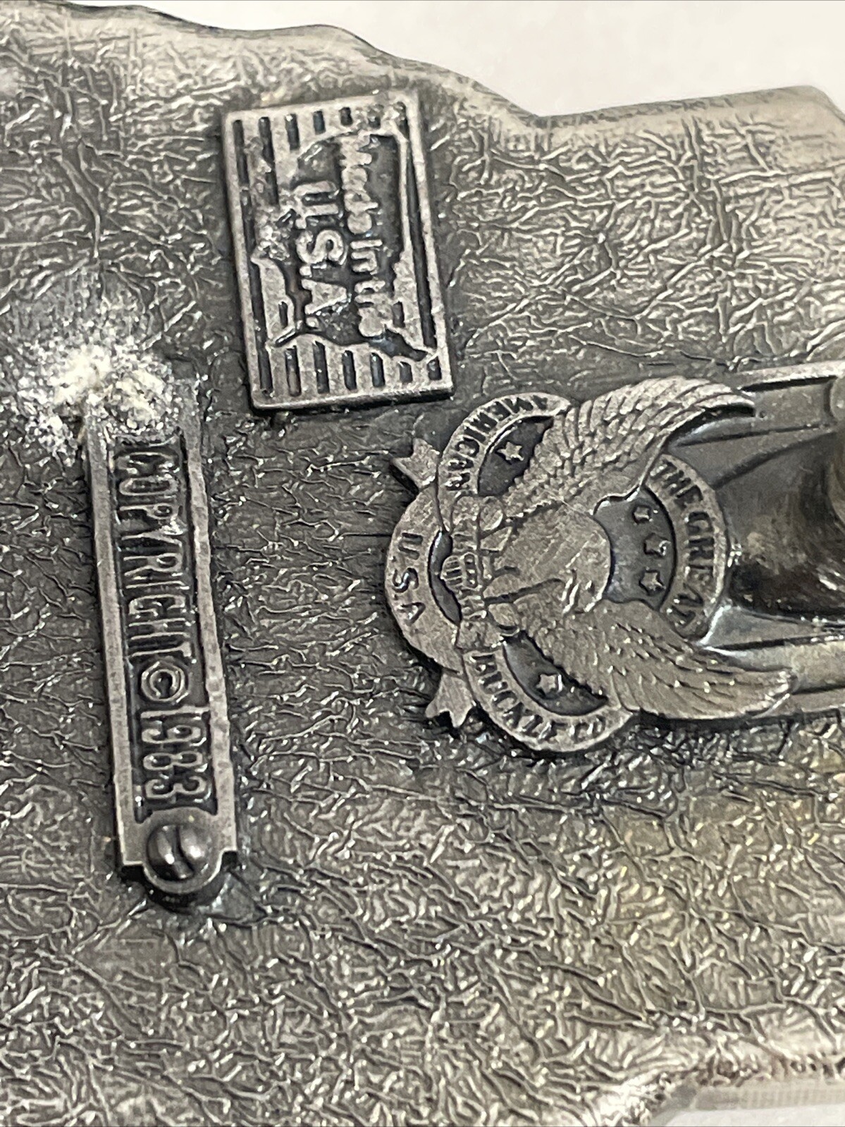 Bald Eagle Belt Buckle 1983 Great American Buckle Co. Solid Pewter Made in USA