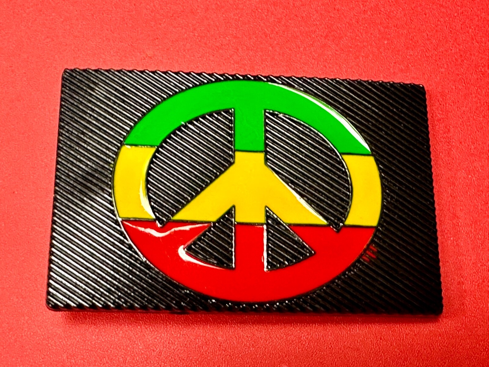 Rasta Peace Sign Flag Red Yellow Green Jamaica Marijuana Symbols Belt Buckle
