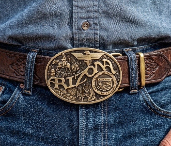 Montana Silversmiths Arizona State Heritage Attitude Belt Buckle Brass Oval
