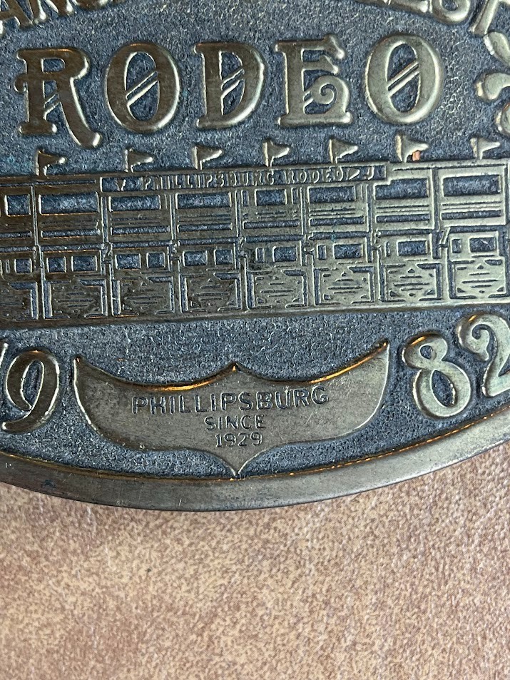 1982 Kansas&rsquo; Biggest Rodeo Phillipsburg Kansas Brass Belt Buckle Sample