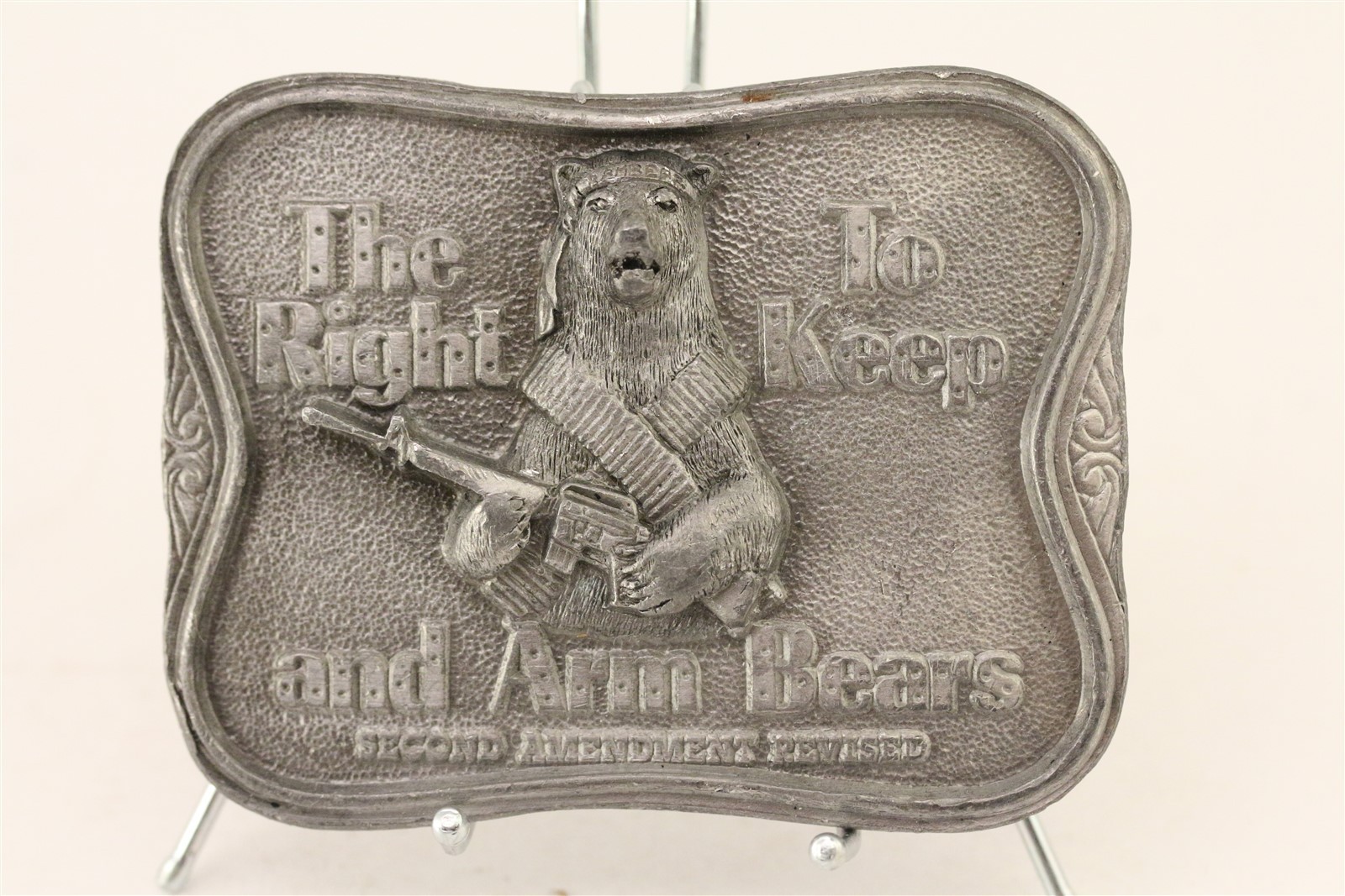 1986 Bergamot Brass Works The Right To Keep and Arm Bears Belt Buckle Never Used