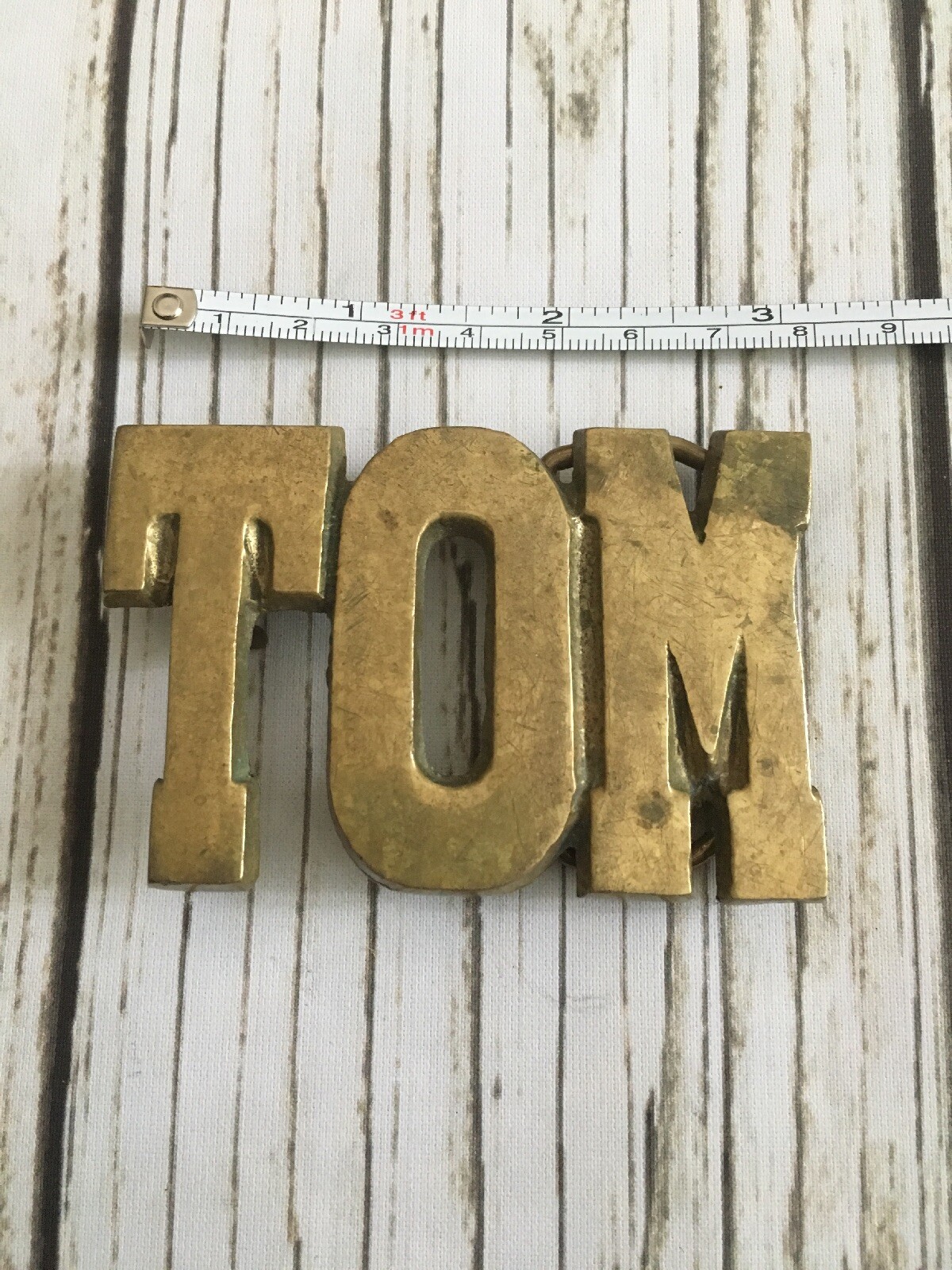 Vintage Solid Brass “Tom” Name Belt Buckle Pants Personalized