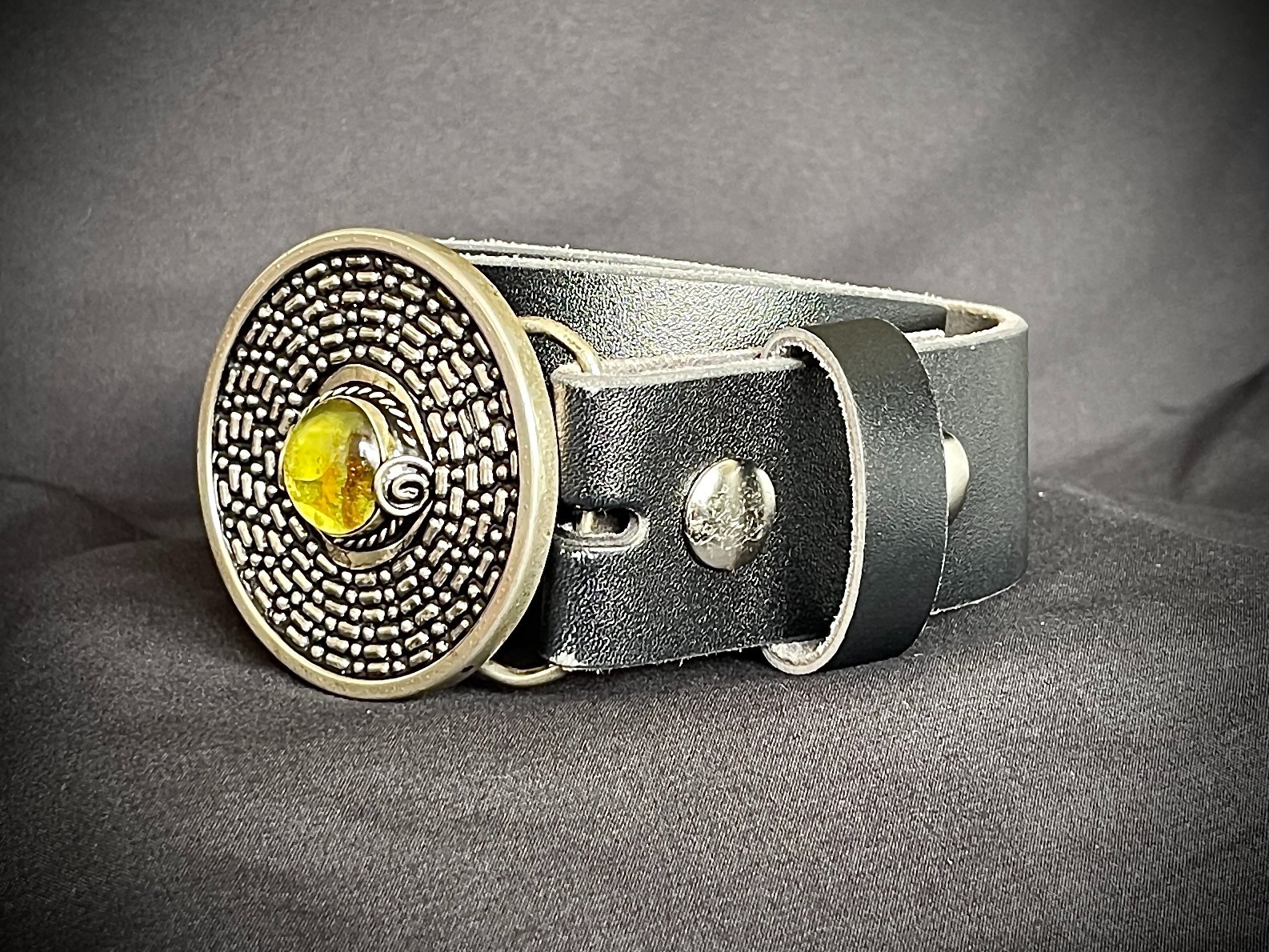 Green Peruvian Stone Silver Ring Belt Buckle Archive OOAK Darren McNeese