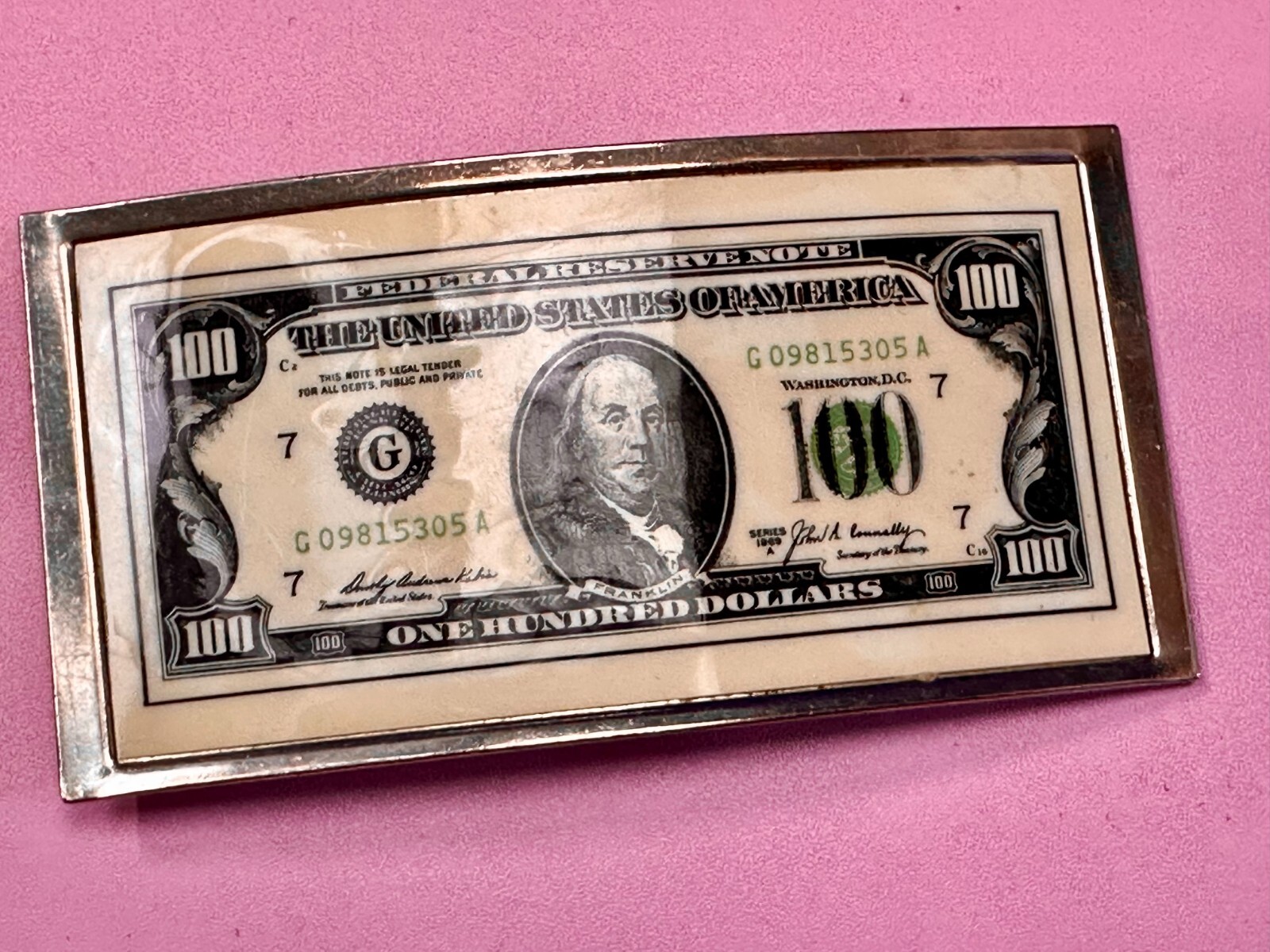 One Hundred Dollar Bill Picture Note United States of America Belt Buckle