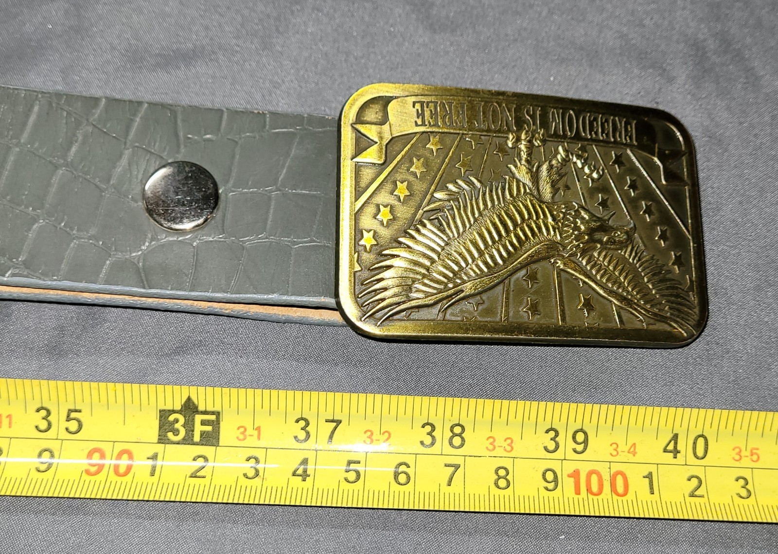 Freedom Isn’t Free Grey Gray Belt With Buckle 2014 Sponsor Eagle Patriotic Nice