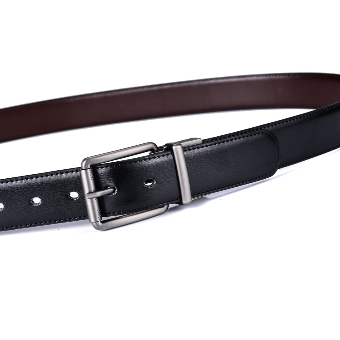 Beltox Men&rsquo;s Genuine Leather 34-36, Black Coffee With Brushed Roller Buckle