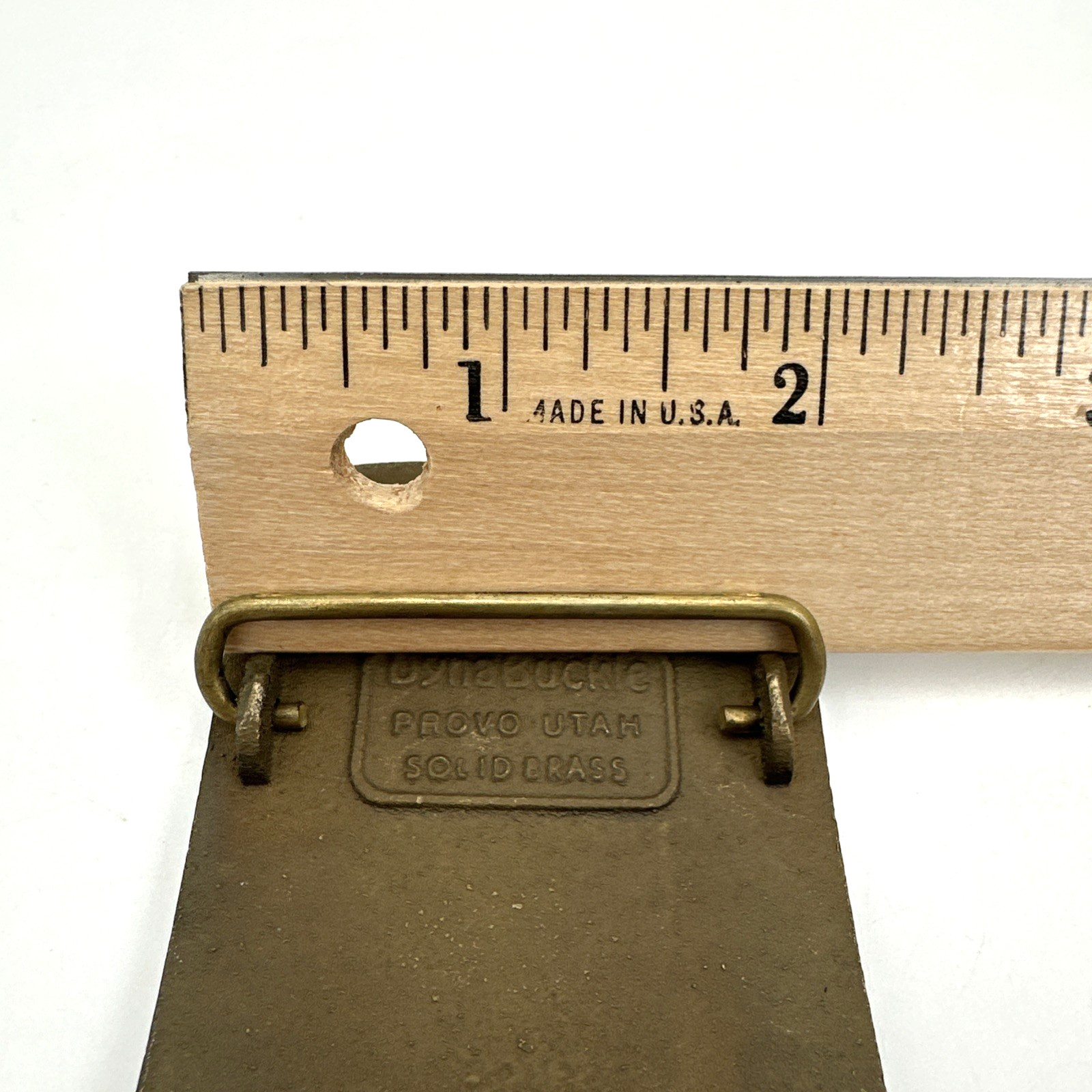 Mantis Max Trac DynaBuckle Solid Brushed Brass Belt Buckle USA Vintage 2 Inch