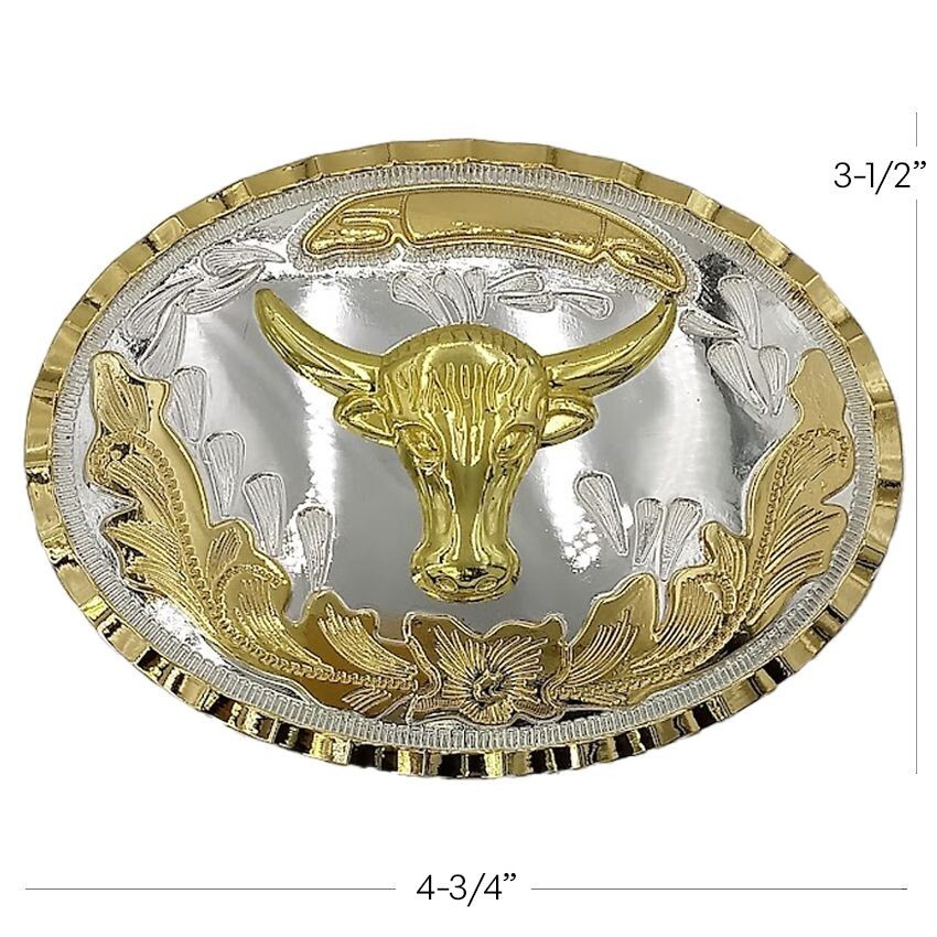 Oversize BIG BULL HEAD Belt Buckle Silver GOLD Western Cowboy Large ov63