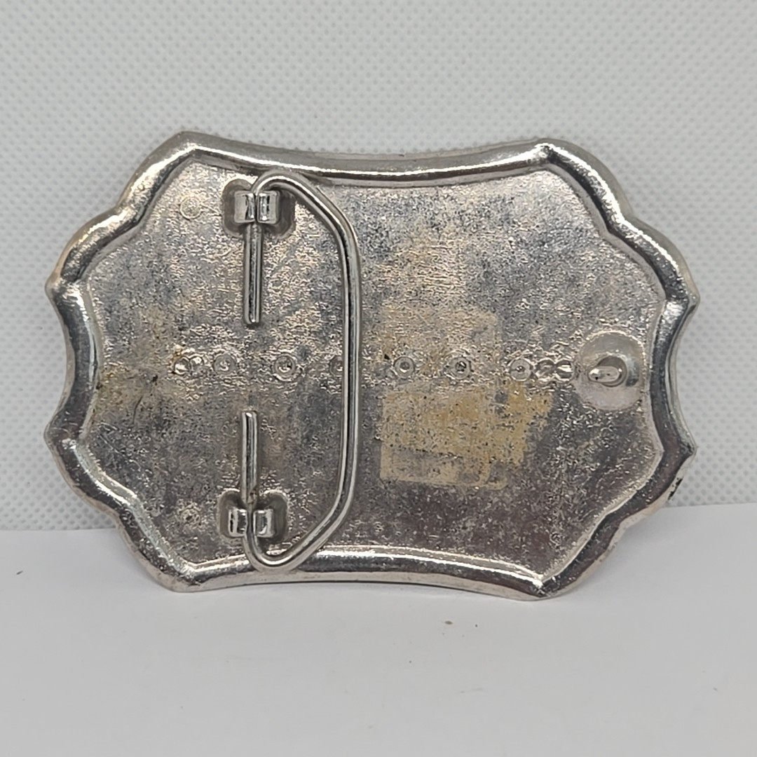 Unisex Silver Look Floral Design Belt Buckle