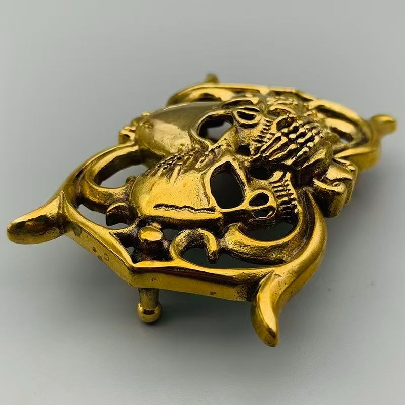 Pure copper skull belt buckle copper creative men&rsquo;s brass smooth buckle
