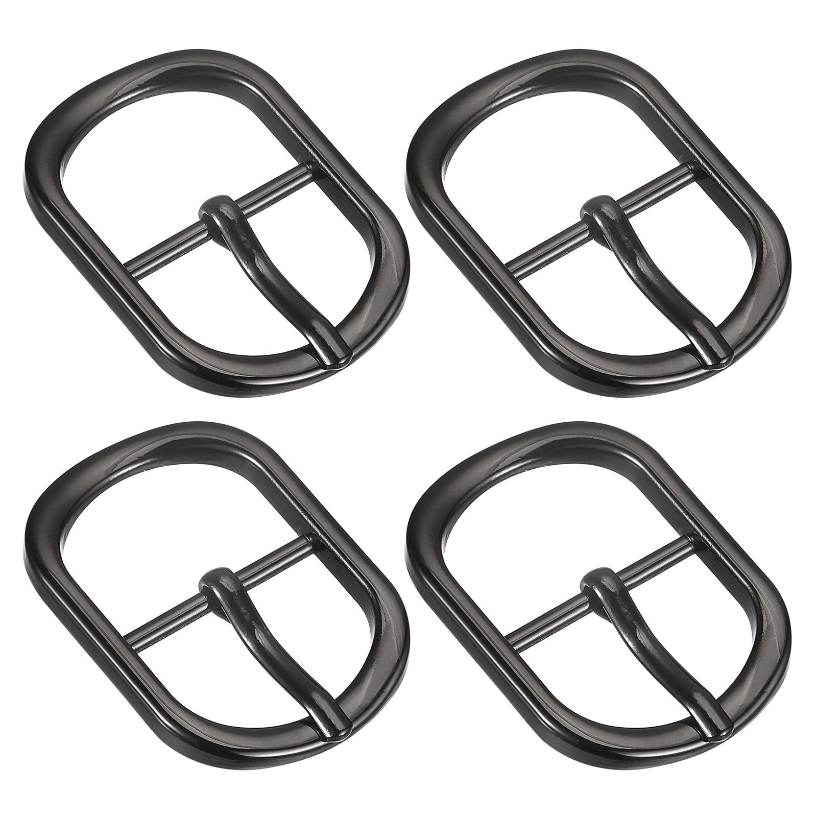 4Pcs 0.94&Prime; Single Prong Belt Buckle Oval Center Bar Buckles for Belt Black