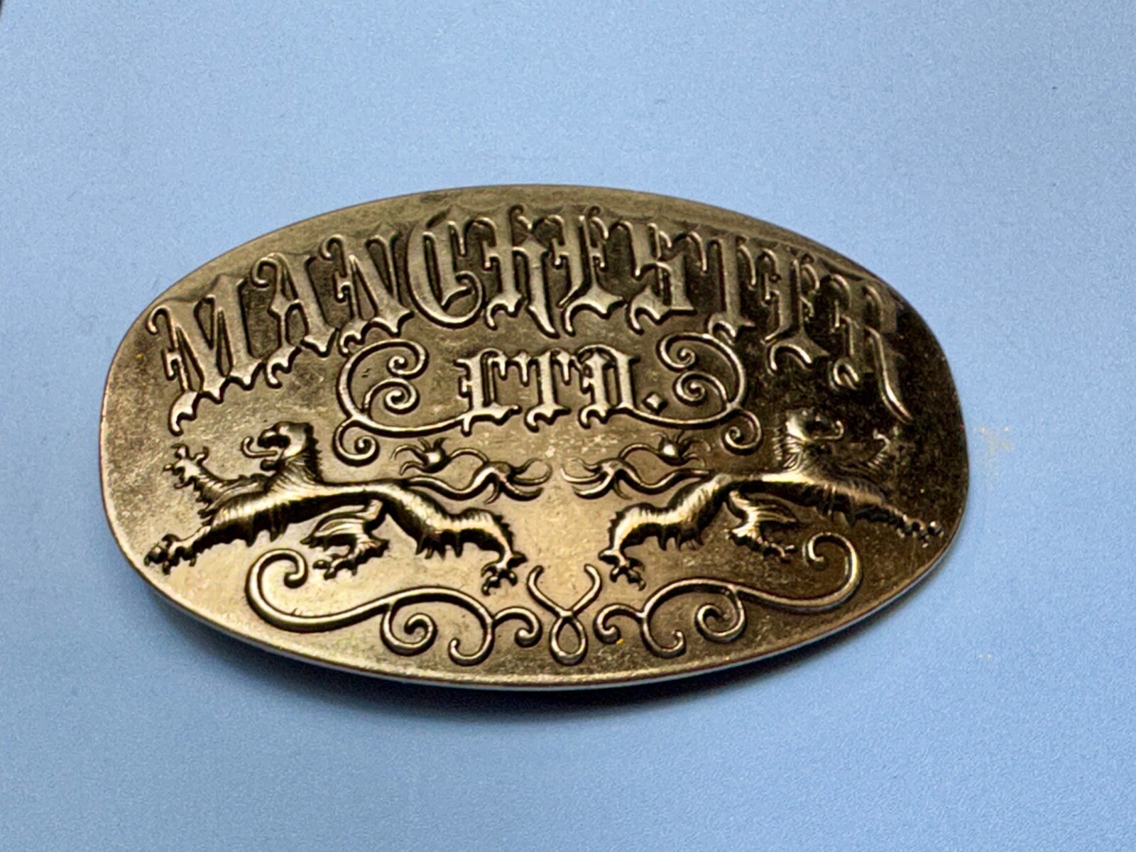 Manchester Ltd Lions Crest Clothing Company Silver Color Metal Belt Buckle