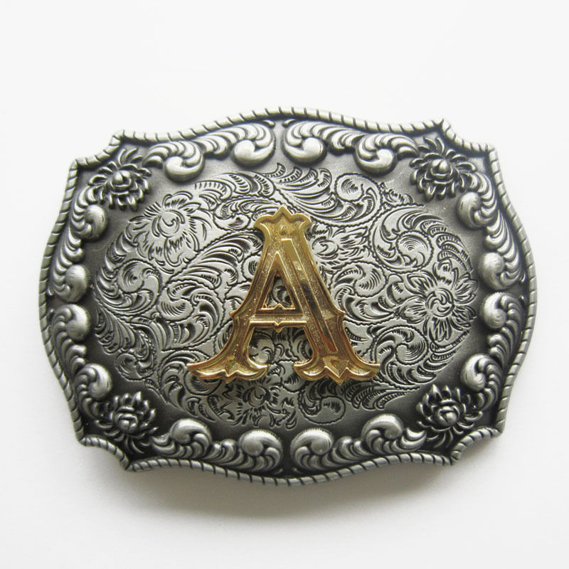 Initial Letter « A » Cowboy Rodeo Western Metal Belt Buckle