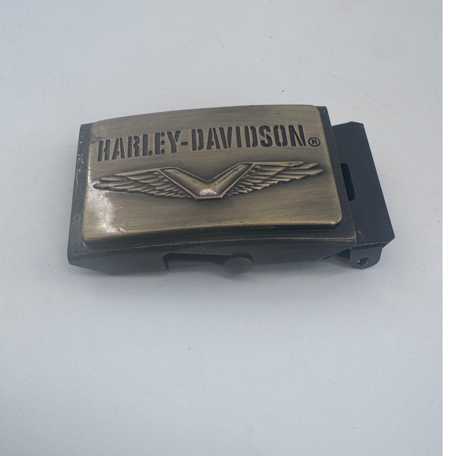 Harley-Davidson Belt Buckle Winged Logo Flip Top Clamp Classic Rectangle