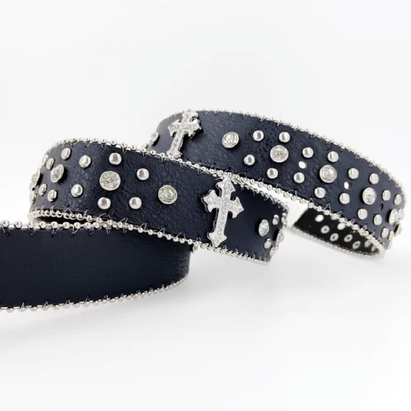 Western Rhinestone Belt Cowgirl Cowboy Crystal Studded Punk Belts for Men Women