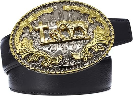 Praying Cowboy Horse Western Rodeo Gold Tone Design Fashion Cowboy Belt Buckle