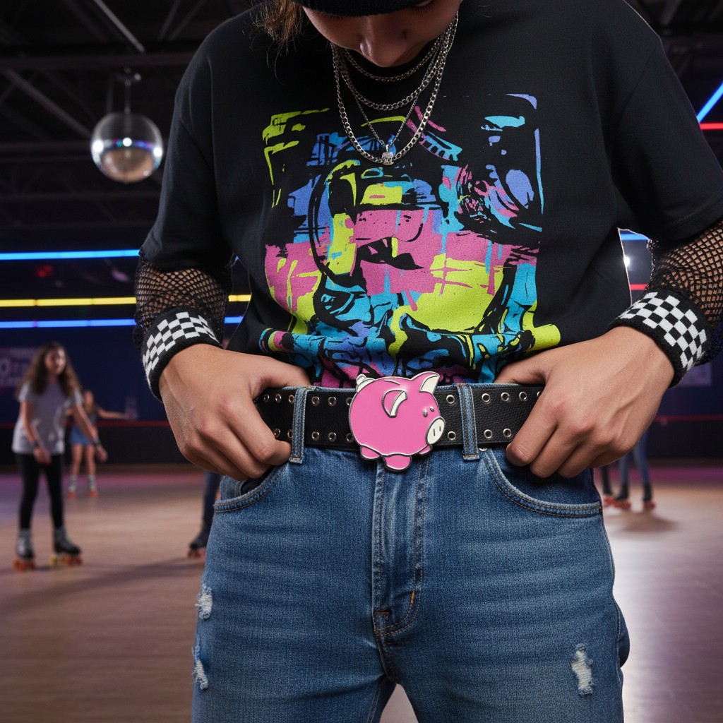 New Men Women Metal Belt Buckle Pink Piggy Bank Animation Cute Gift Present Cool