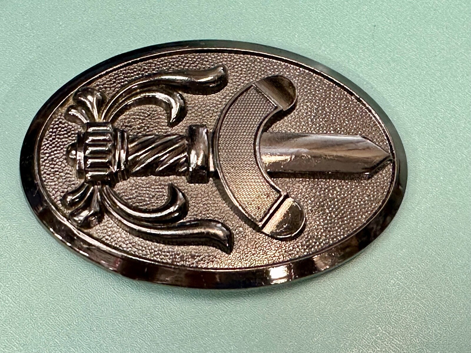 Medieval Times Sword In Black Oval Vintage Belt Buckle