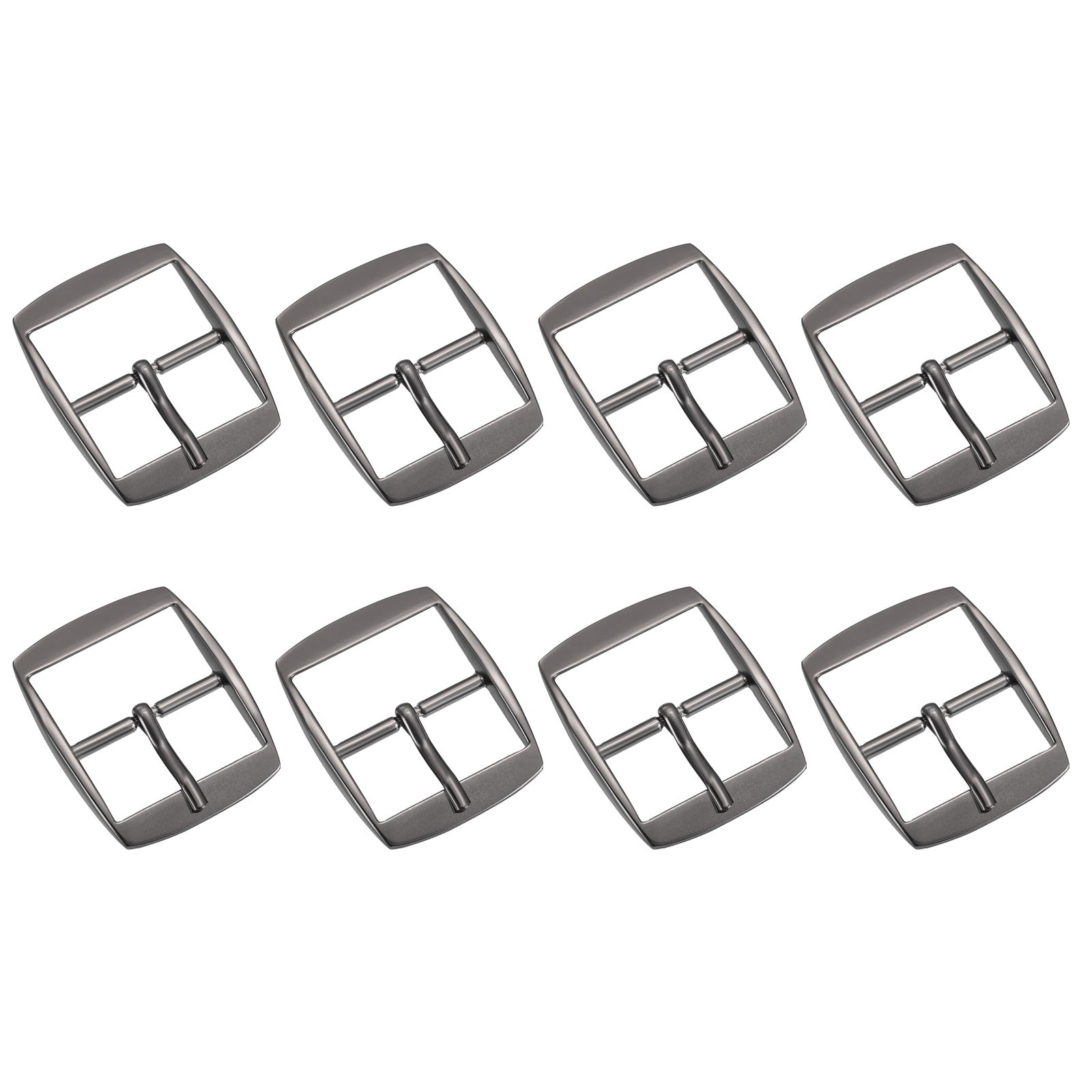 8Pcs 1.26&Prime; Single Prong Belt Buckle Square Center Bar Buckles Metallic Black