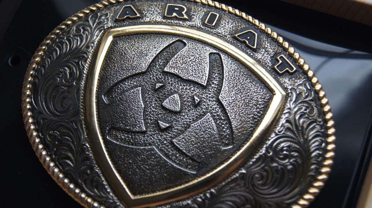 Ariat Western Belt Buckle Shield Logo Oval Silver Gold A37015