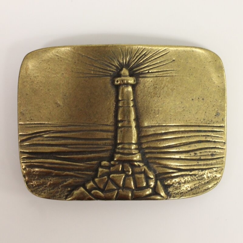 Lighthouse Antique Brass Belt Buckle – Nautical Style Maritime Buckle