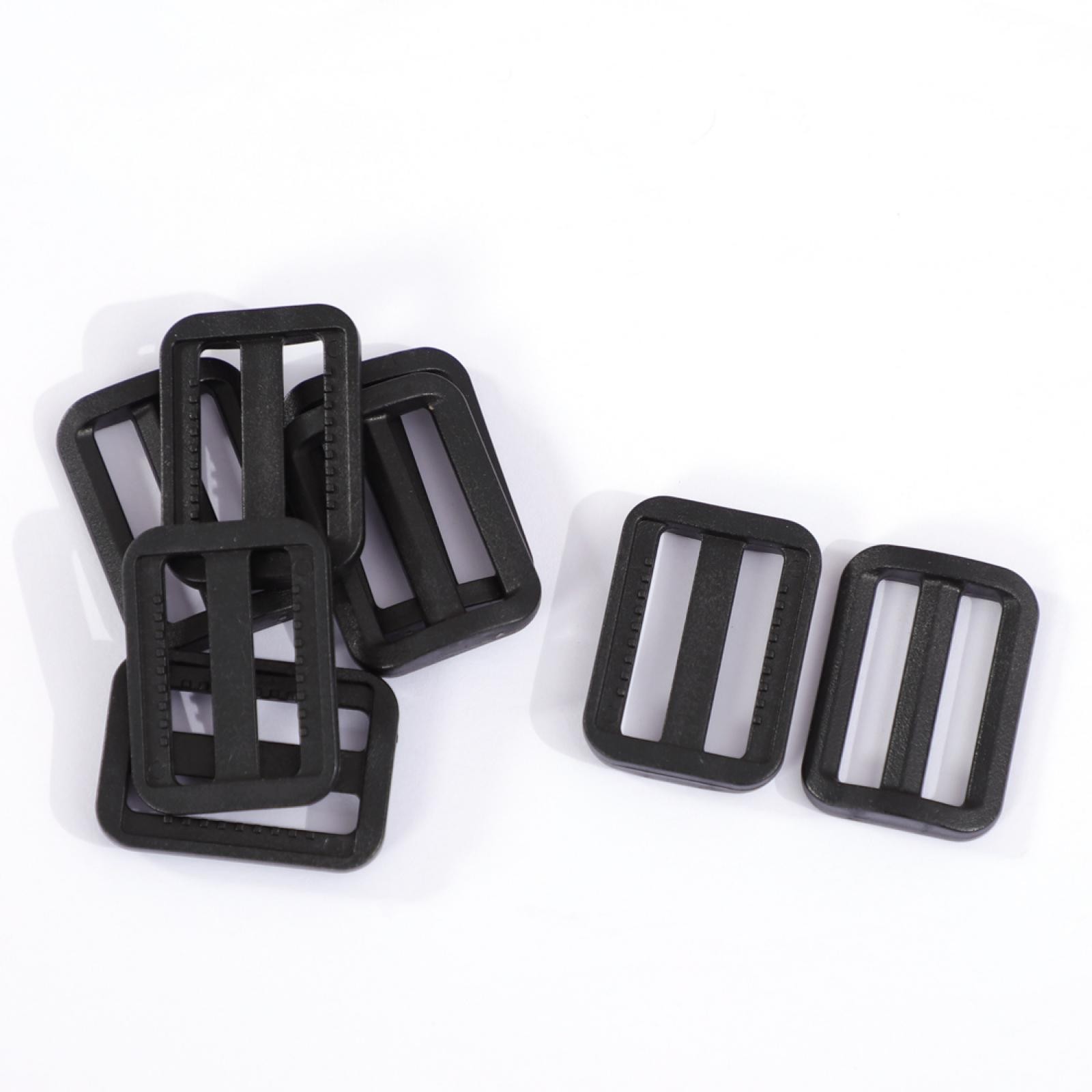 Travel Plastic Adjustable Backpack Glide Buckle Black 25mm Strap Width 8pcs