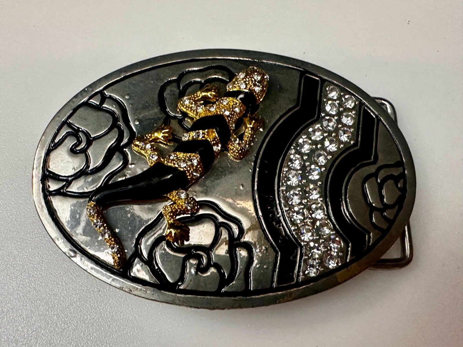 Gecko Lizard Salamander Multi Colored Jeweled Unique Animal Theme Belt Buckle