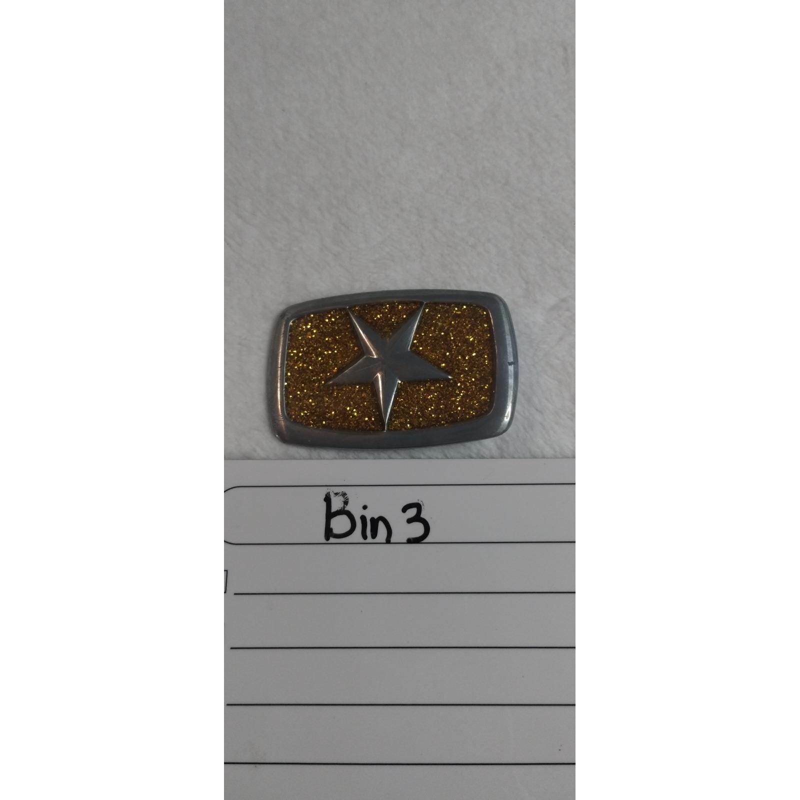 Y2K Silver Gold Glitter Star Belt Buckle Western Celestial Rectangle 2.75in