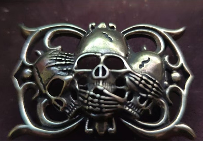 Pure copper skull belt buckle copper creative men&rsquo;s brass smooth buckle