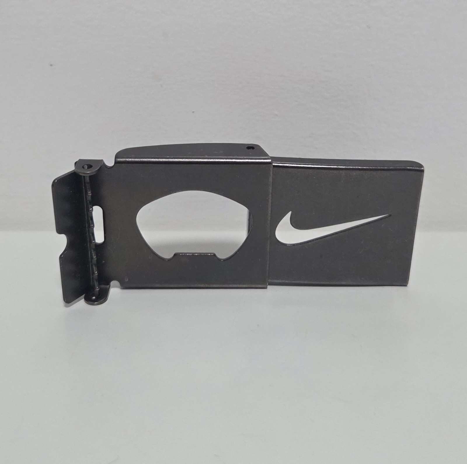 Nike Black Metal Swoosh Logo Belt Buckle & Beer Opener, Rectangular. 2&Prime;x 1 3/4&Prime;