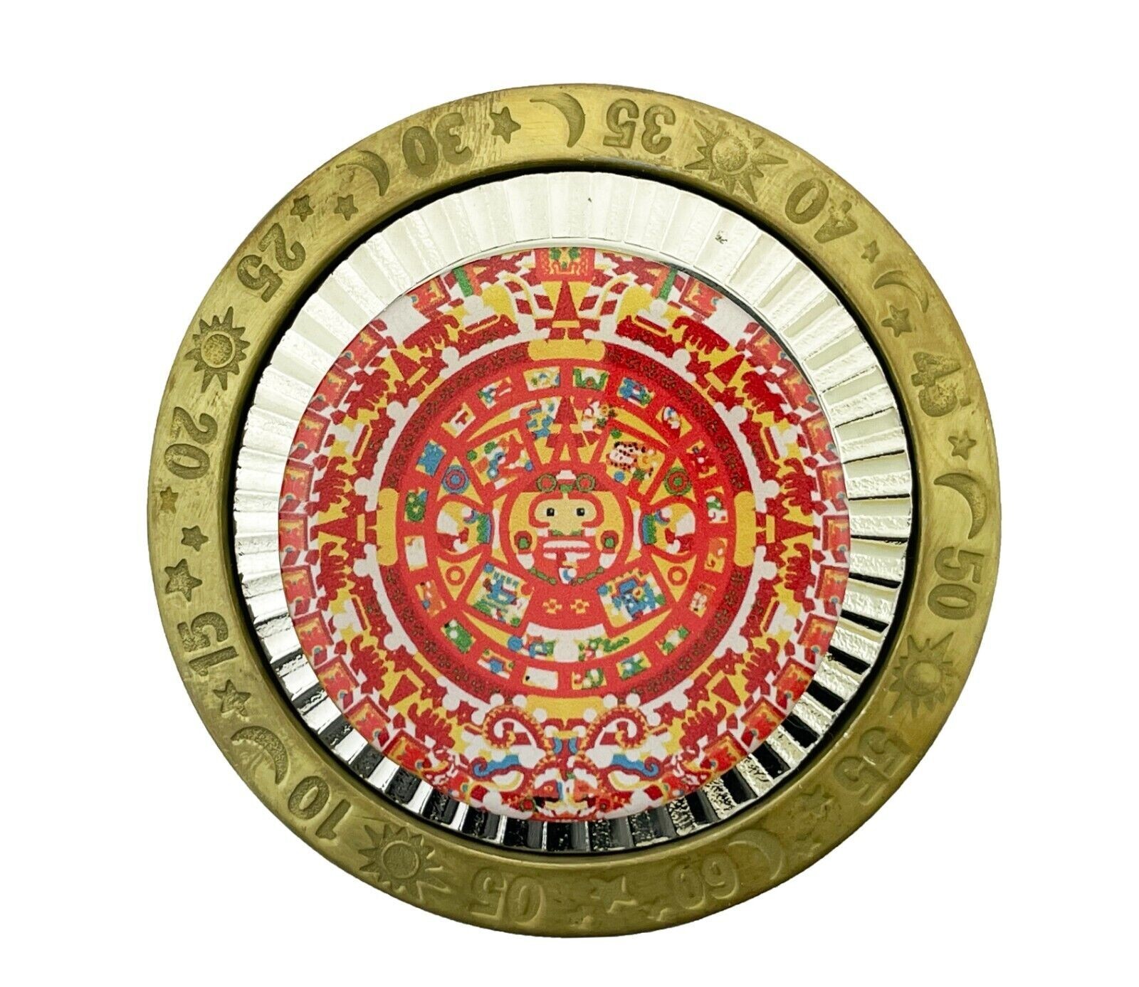 Vintage Spinner Belt Buckle Aztec Calendar New Men Women Mexican Fashion Rodeo